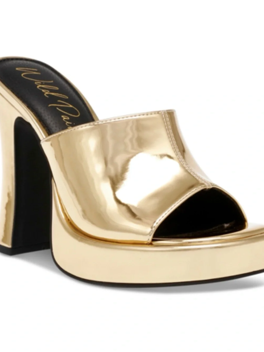 Wild Pair • Metallic Gold Open-Toe Slip-On Mules • 7